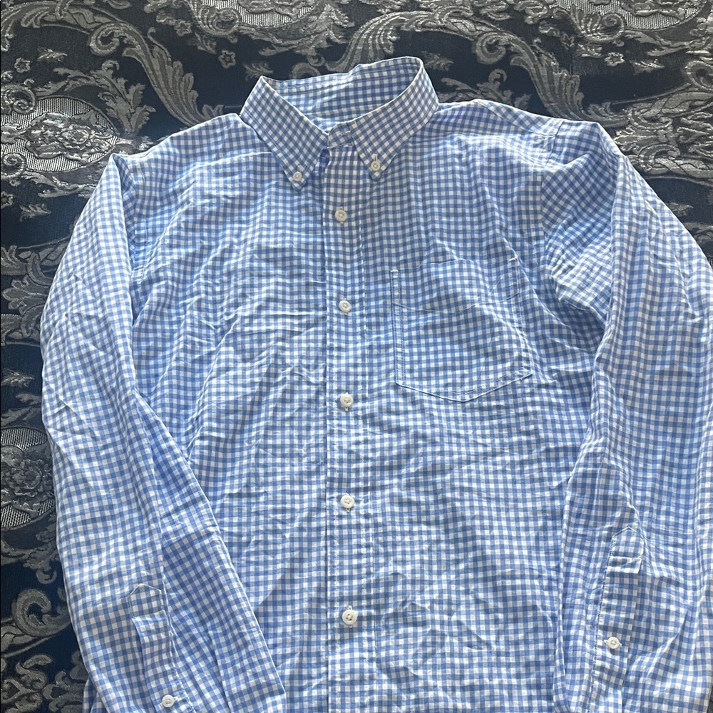 Club Monaco Light Blue Gingham Button-Down Shirt